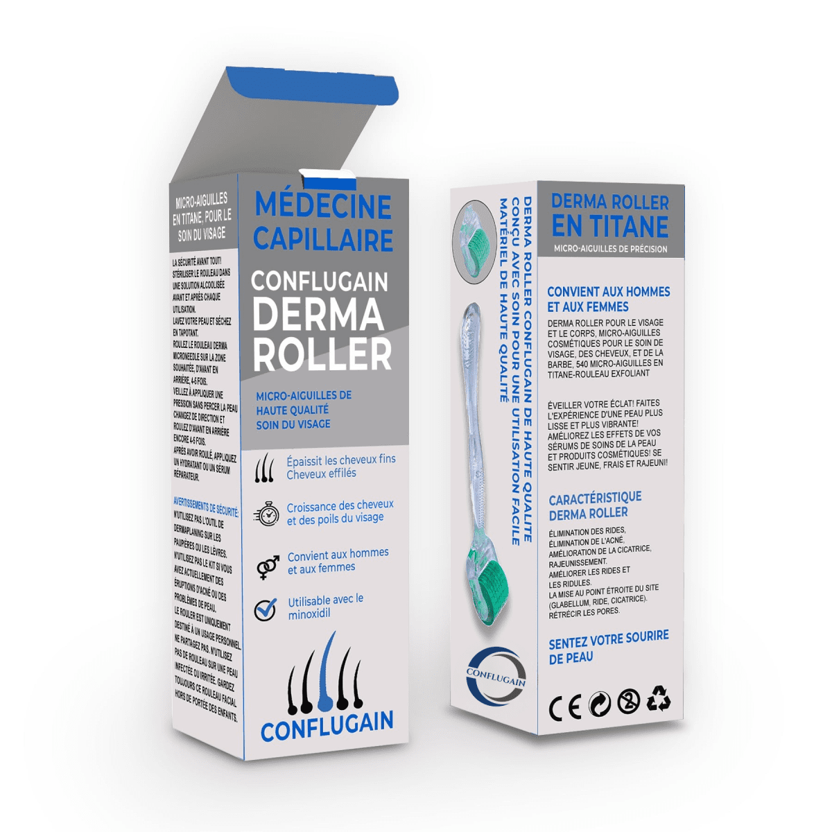 Derma Roller Titane pour une Croissance Rapide de Barbe et une Peau Éclatante – Image 1